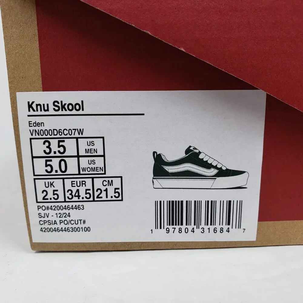 Vans Knu Skool Womens Size 5 Mens Sz 3.5 Eden Green Low Skate Sneaker Shoes